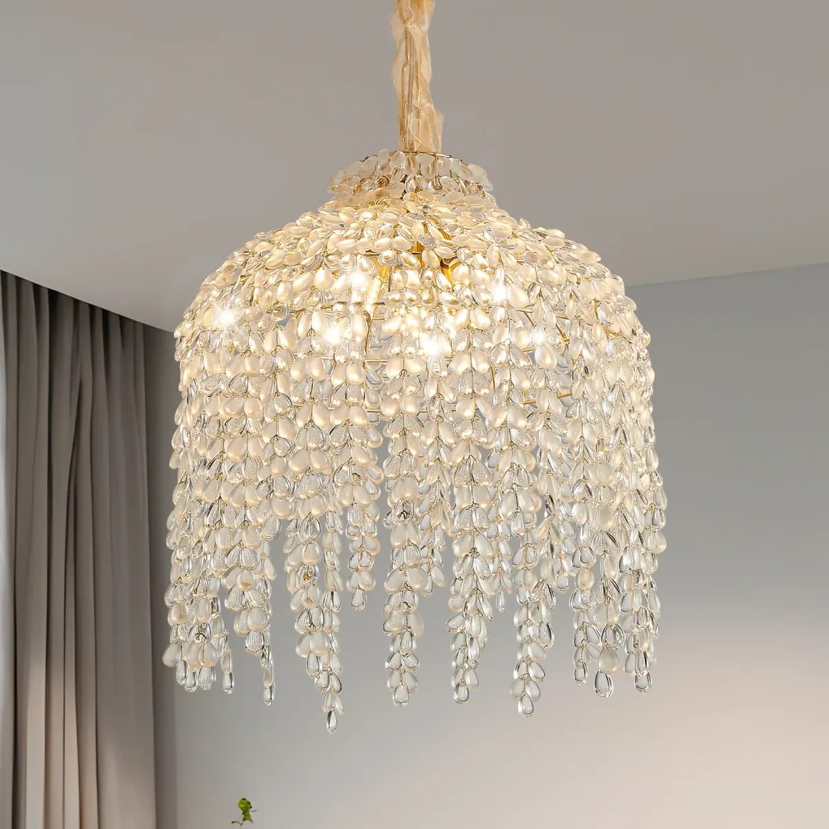 5-light crystal chandelier, gold, view 3