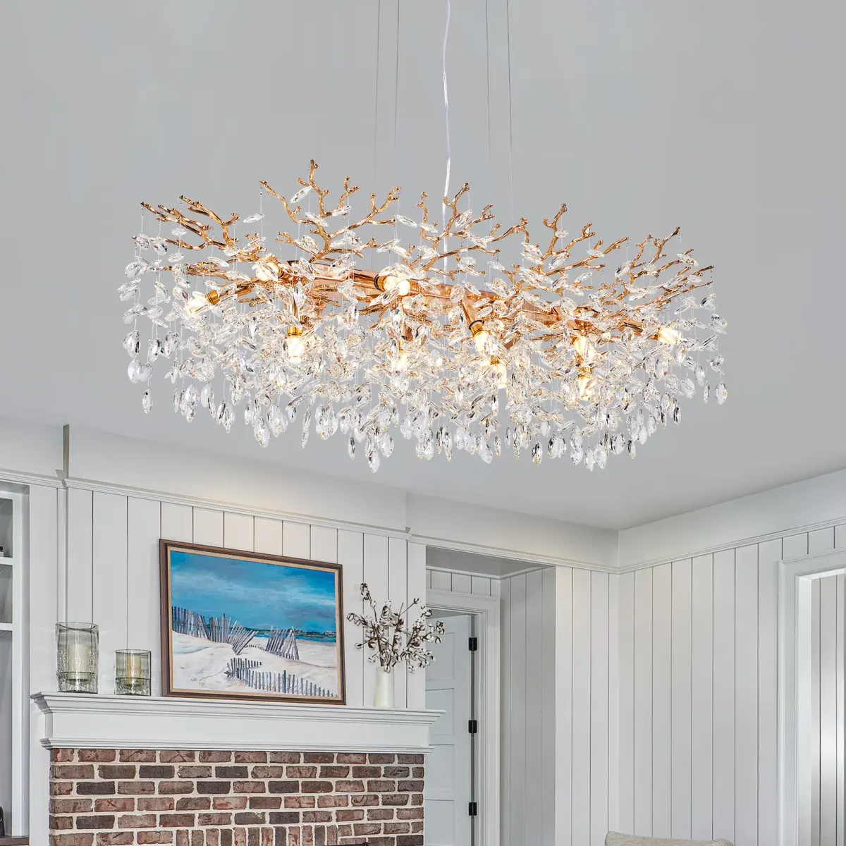 Branch crystal chandelier, 14 lights, gold, manufacturer image 1
