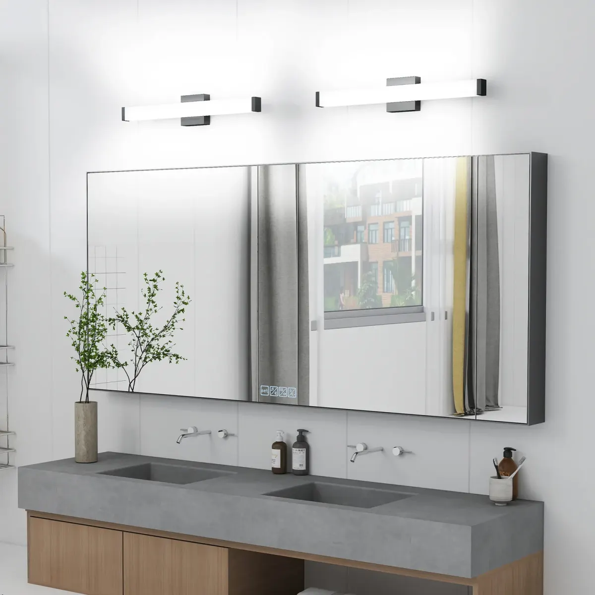 Tube LED vanity light, 24.8 in, black, view 5