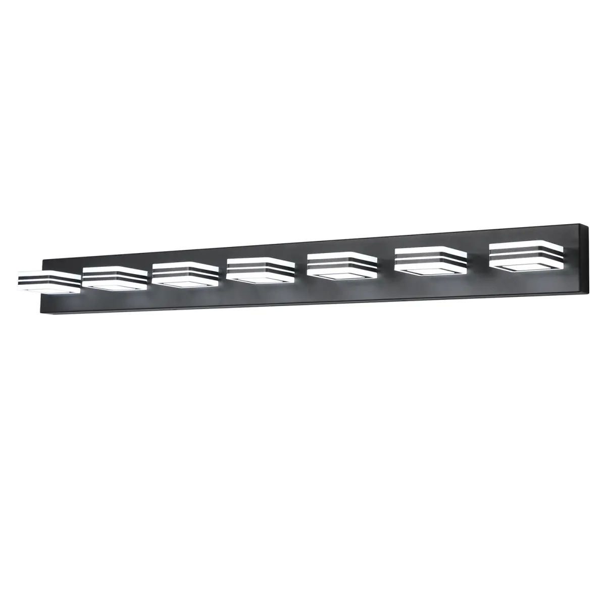 Square acrylic vanity bar, 7 lights, black, view 10