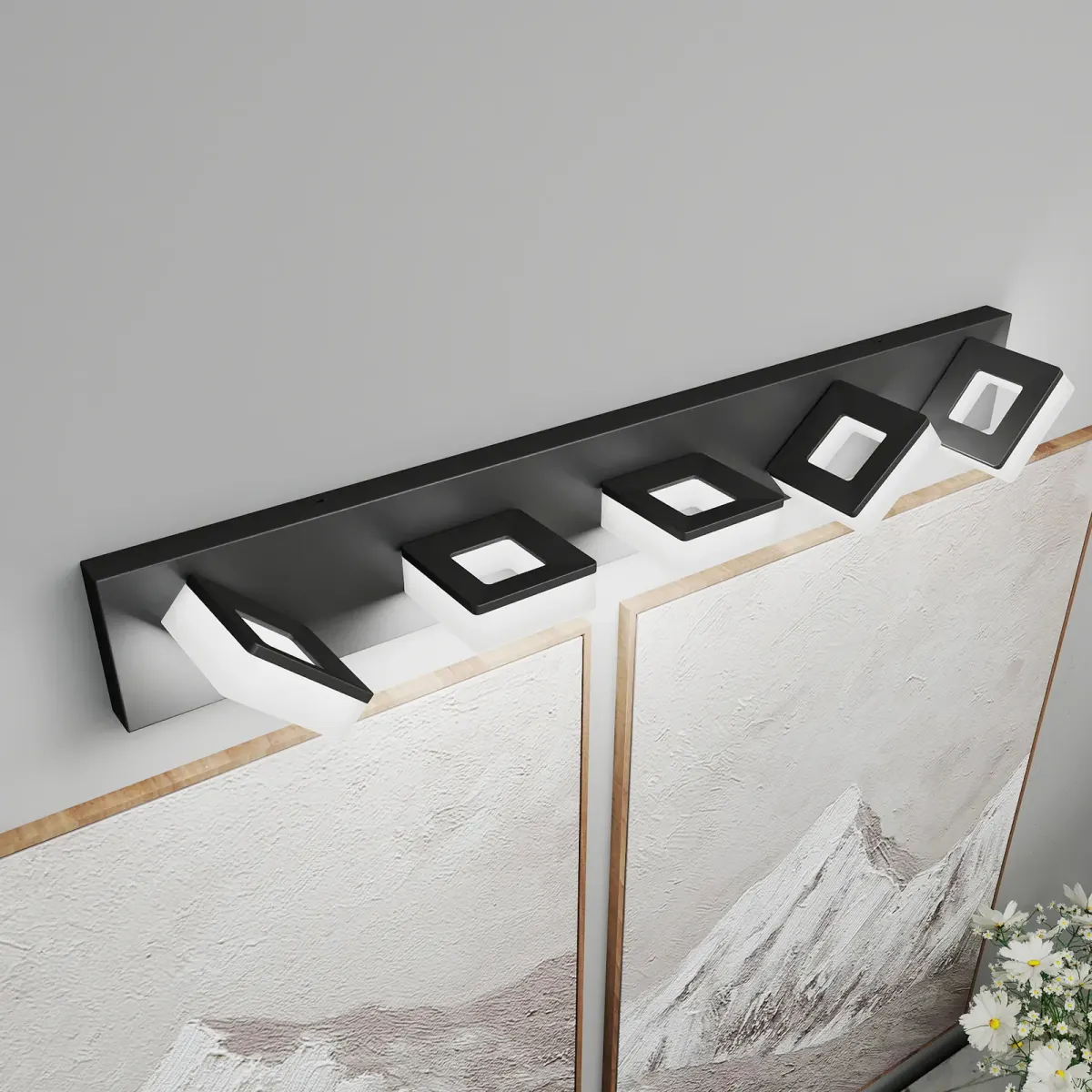 Acrylic vanity bar, 3–6 lights, 19.7–39 in, 5 lights, black, view 2