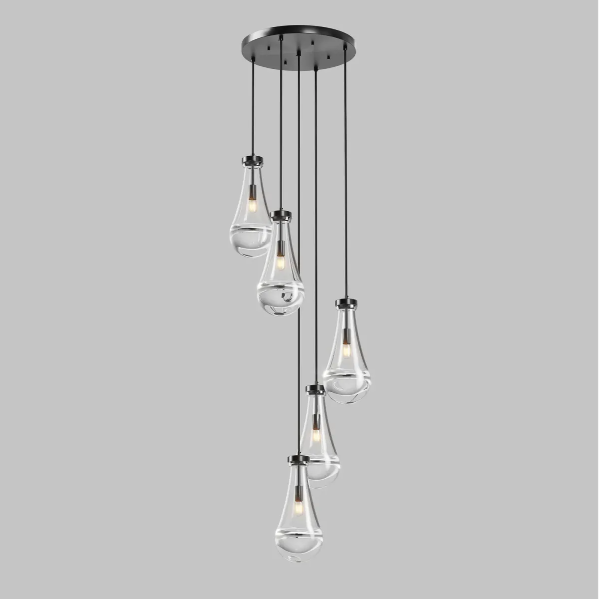 5-light chandelier, black, black