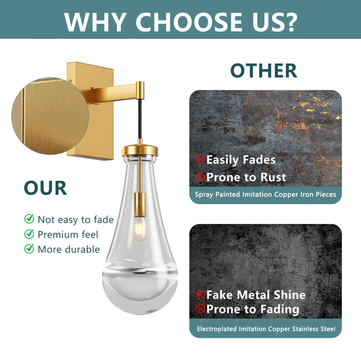 Raindrop vanity light, 7.9 in, gold (L008008-H450-W1G2), manufacturer image 2