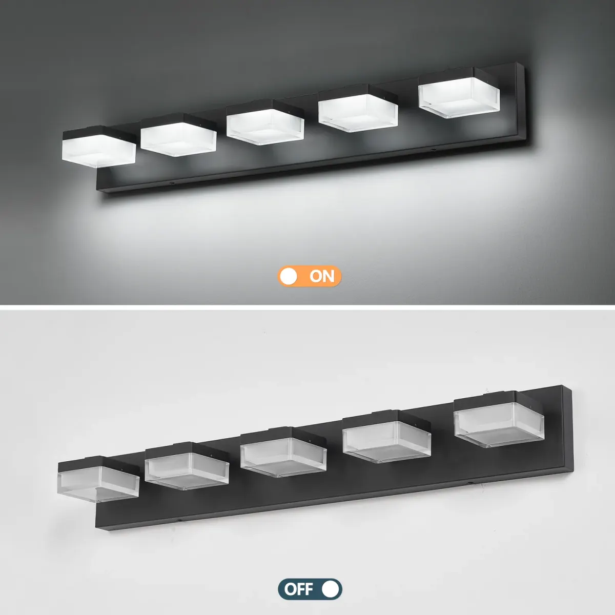 5-light vanity light, black, view 4