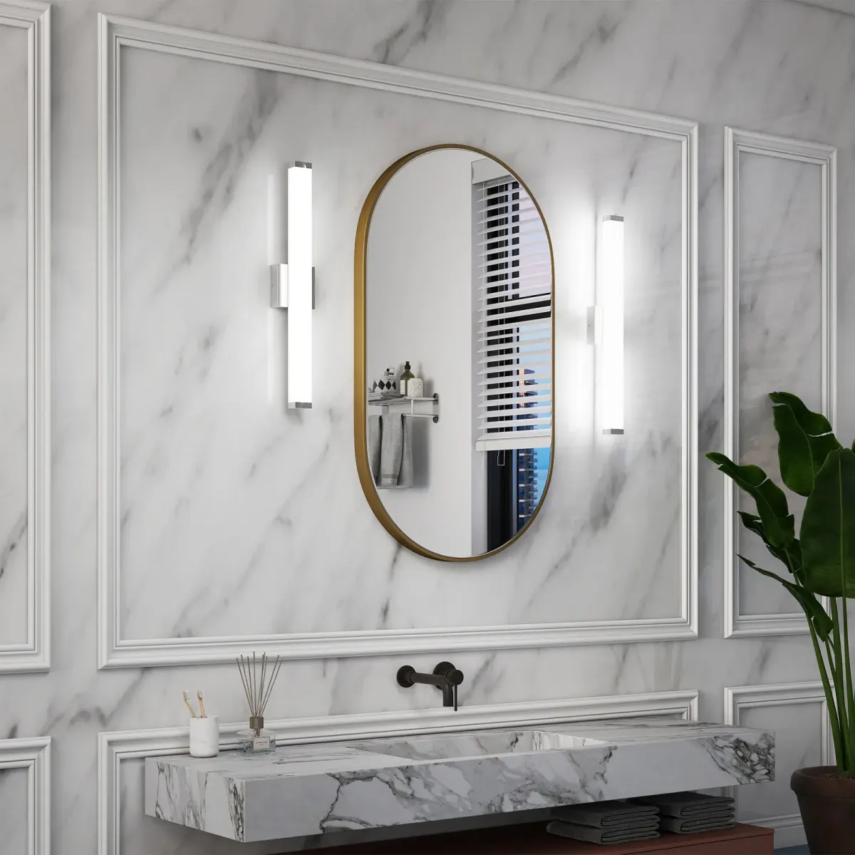 Tube LED vanity light, 24.8 in, chrome, view 4