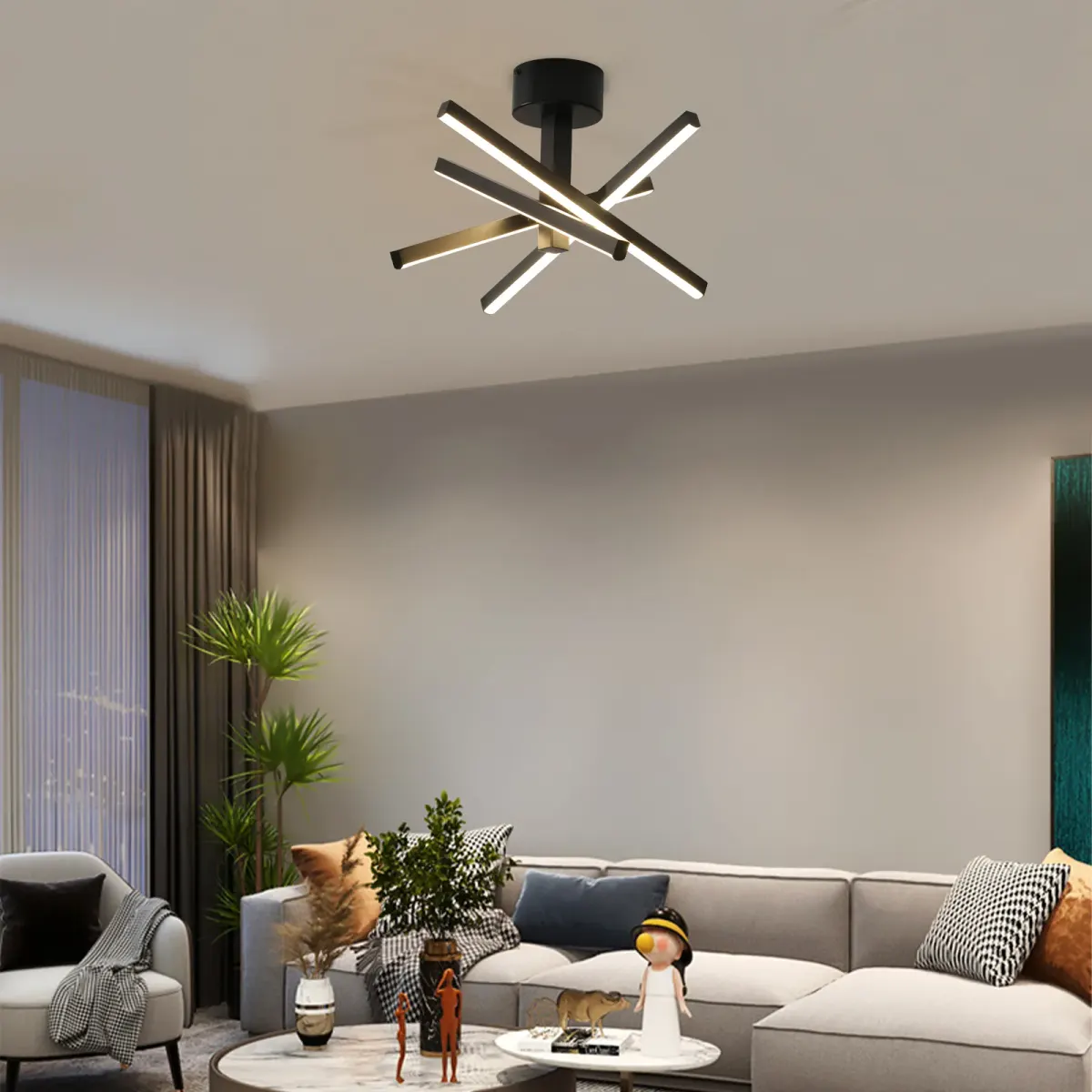 Geometric ceiling light, 12 in, black, view 7
