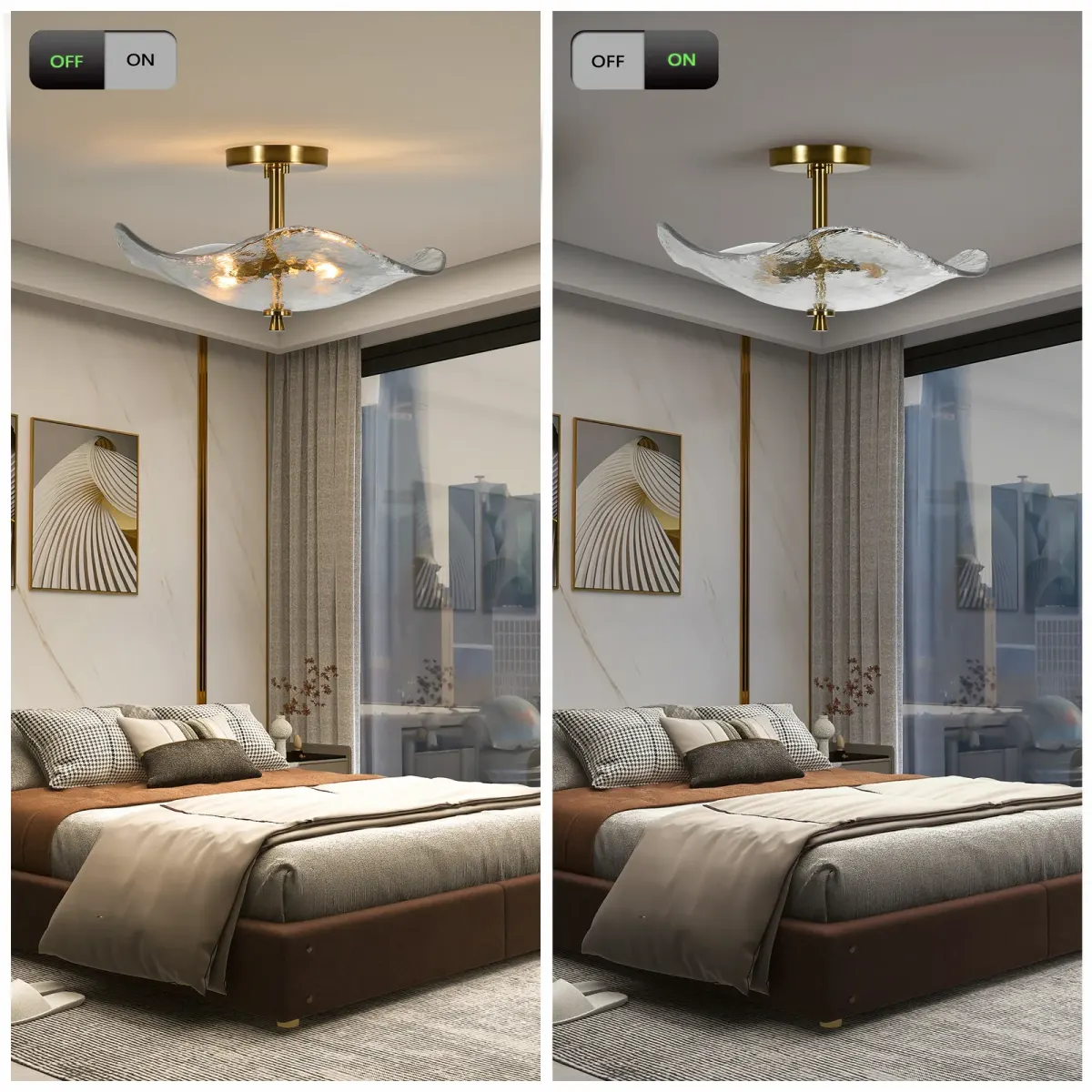 2-light semi-flush mount, gold, view 6