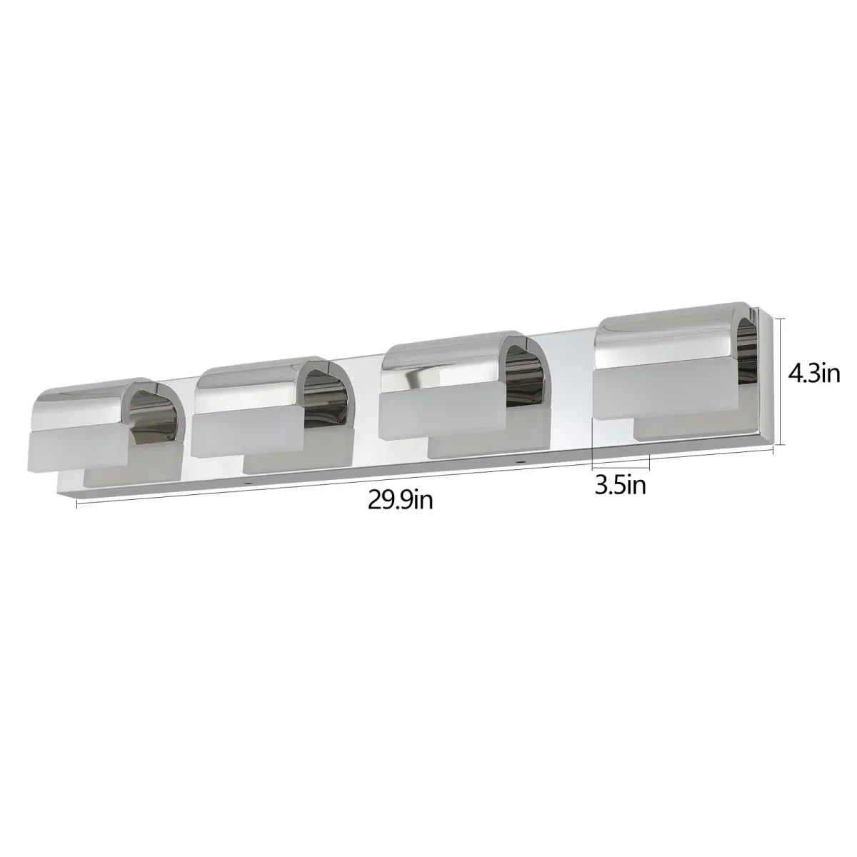 LED vanity bar, 4 lights, chrome, dimension drawing 2