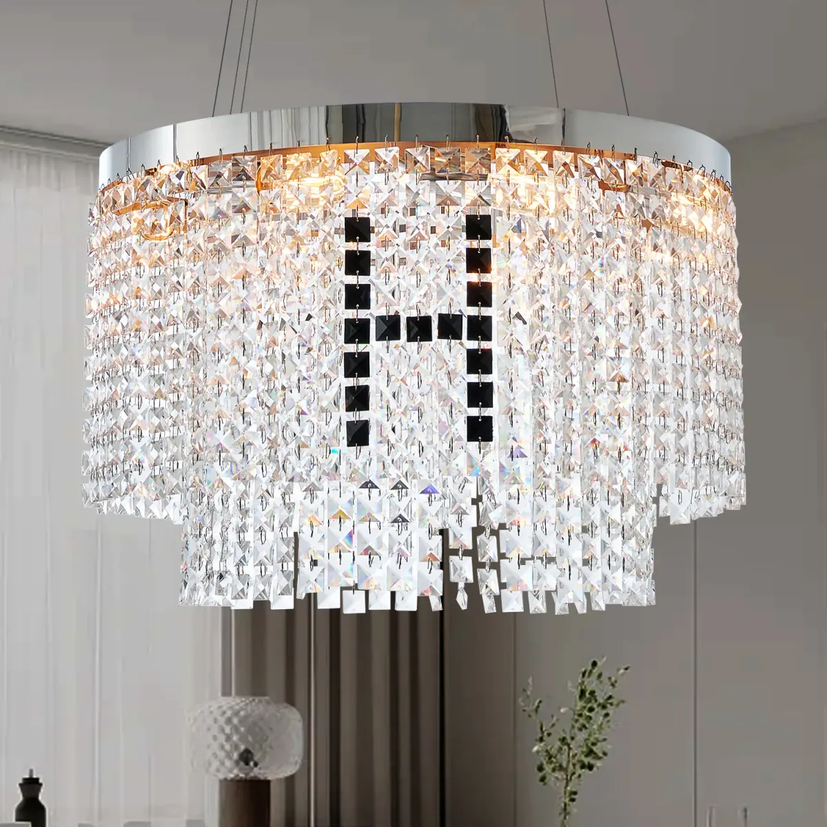 Crystal chandelier, 23.6 in, clear, manufacturer image 1