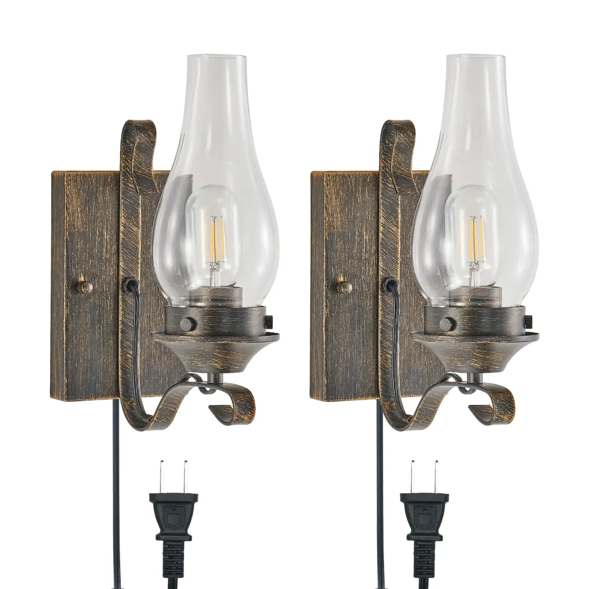 Clear glass wall sconce, 8.7 in, black and gold (L001023-W1BG2), black+gold