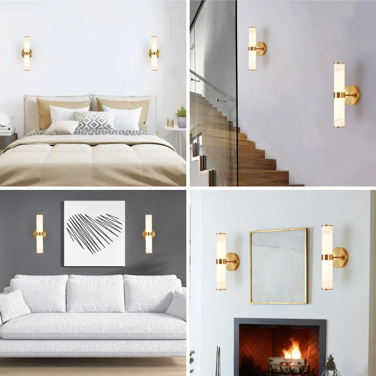Marble wall sconce, 5.5 in, 5.5 in, gold, view 5