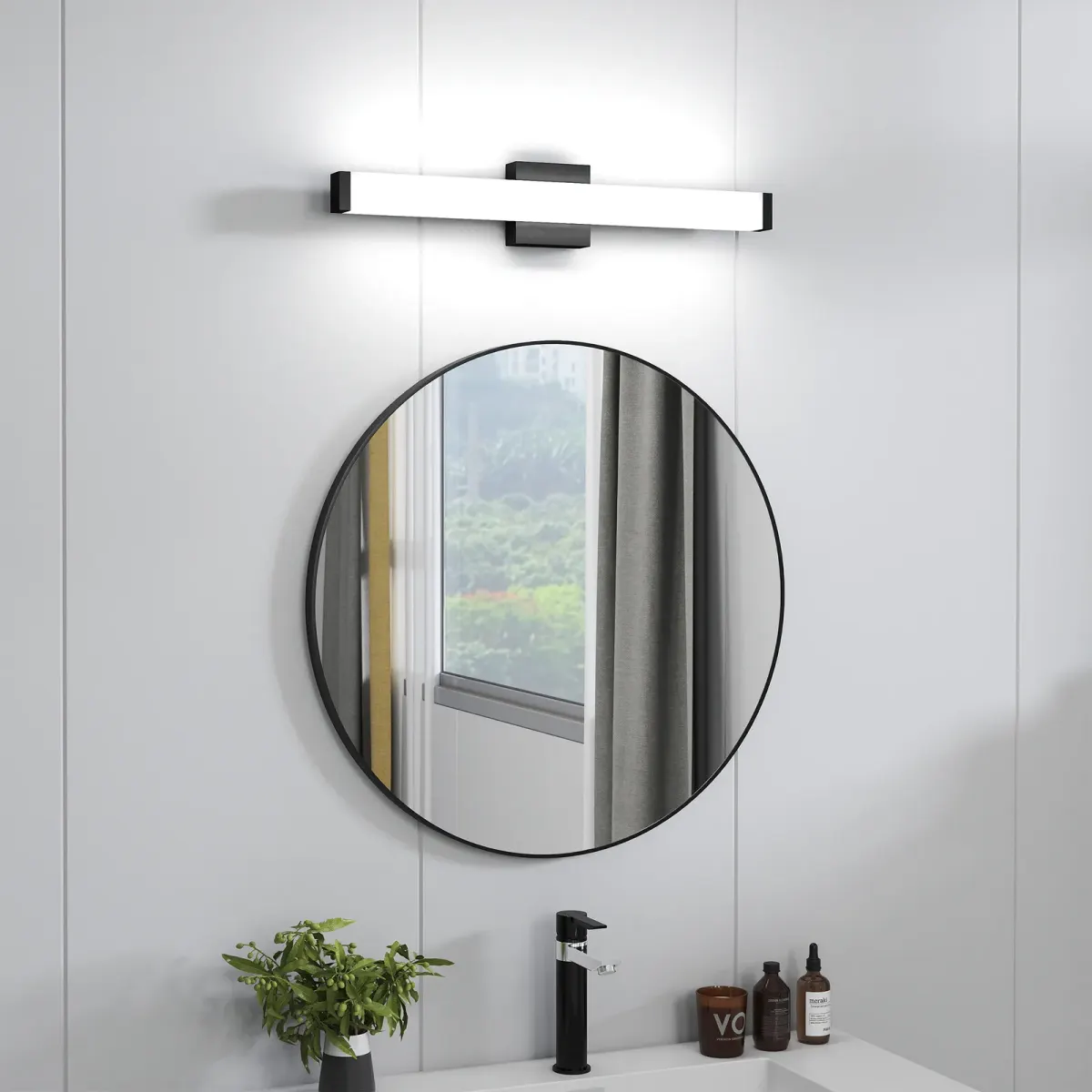 Tube LED vanity light, 24.8 in, black, view 4