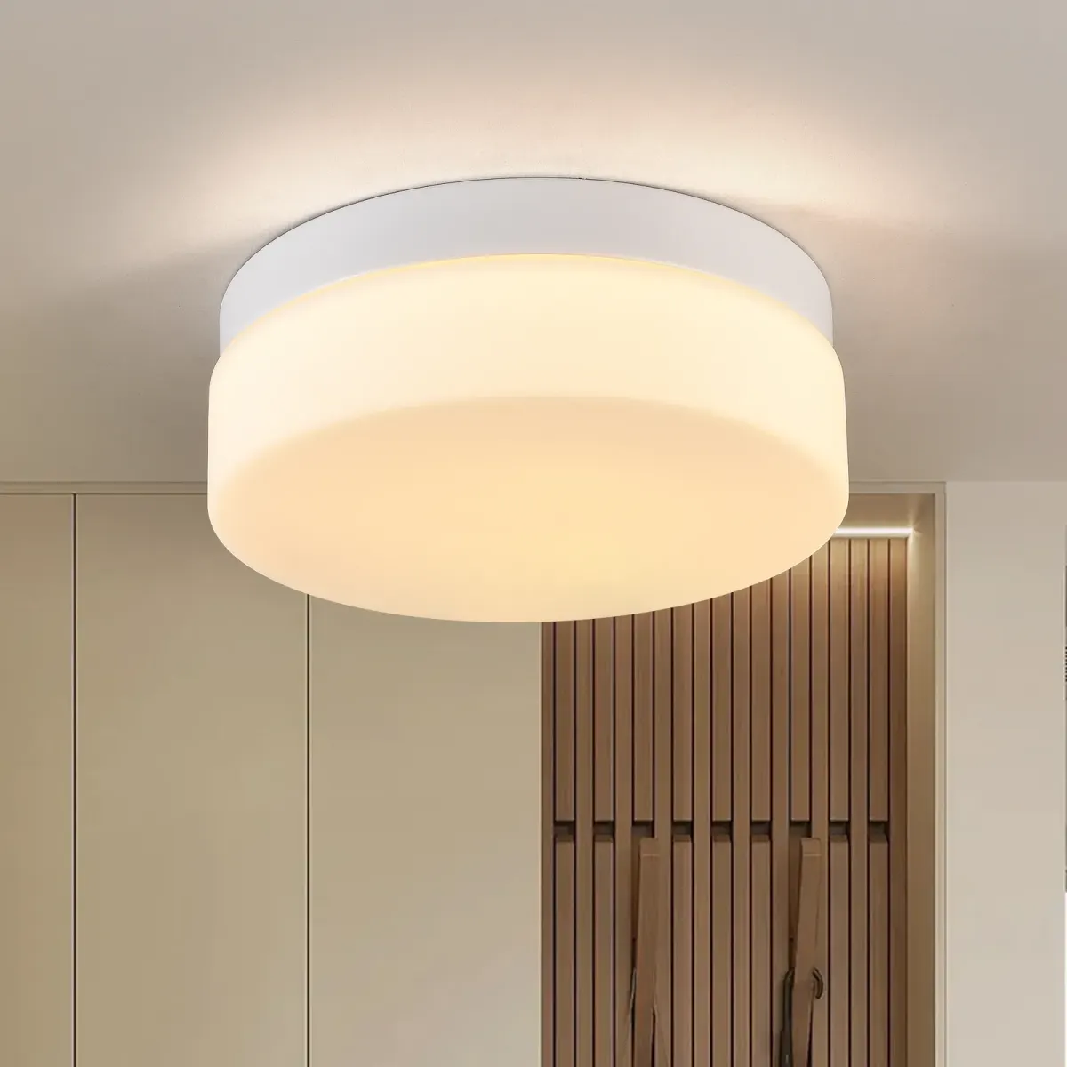 LED flush mount ceiling light, 11.4 in, white