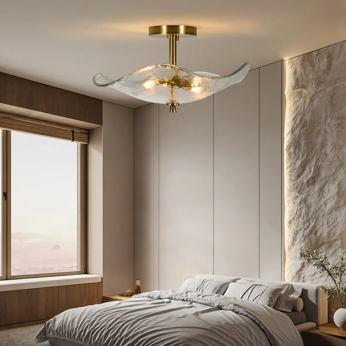 2-light semi-flush mount, gold, view 4