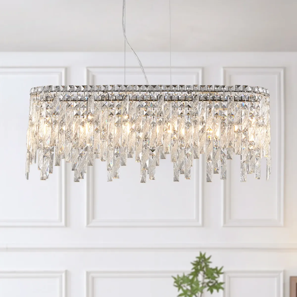 Crystal chandelier, 34.6 in, chrome, manufacturer image 1
