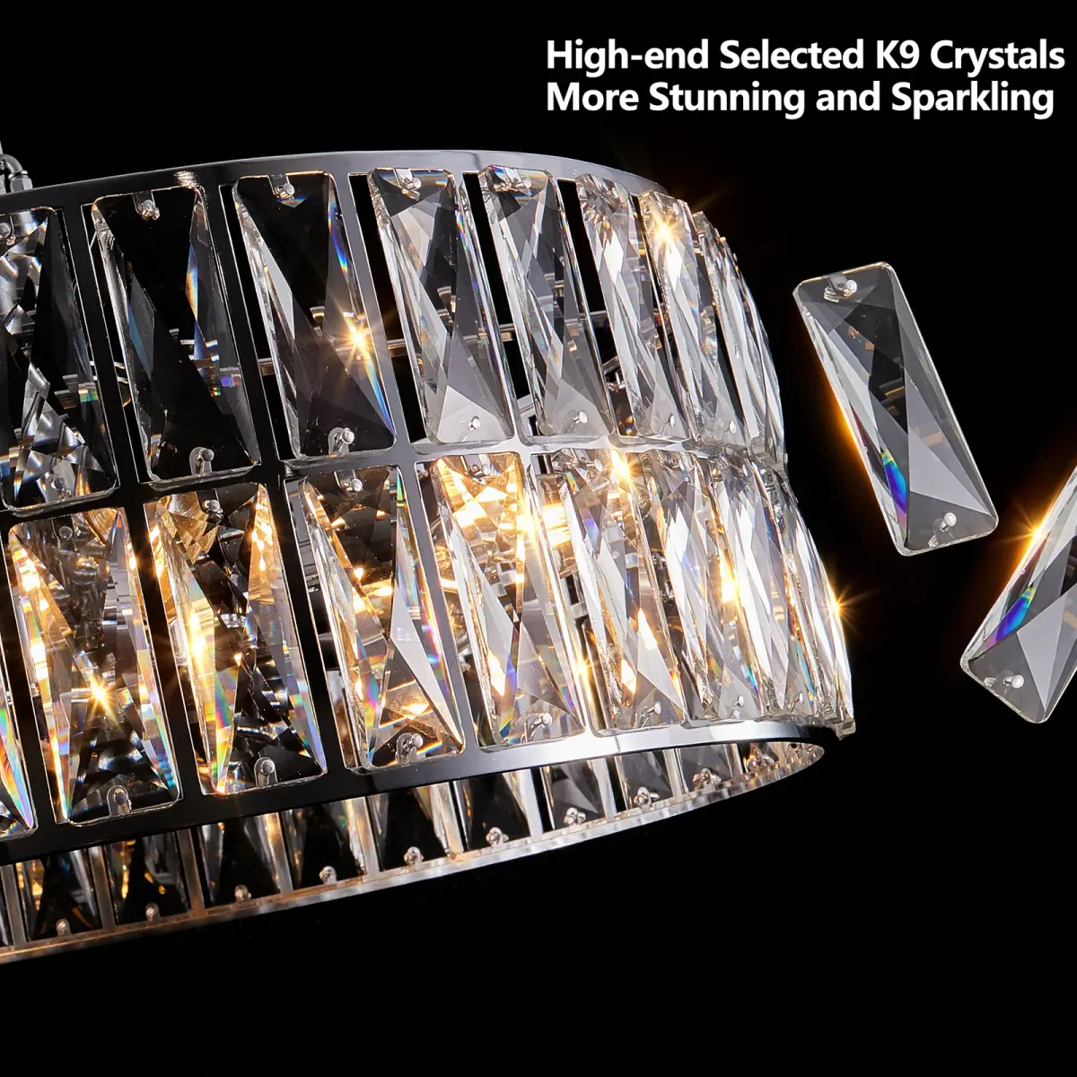 Crystal chandelier, 17.7 in, chrome, manufacturer image 1