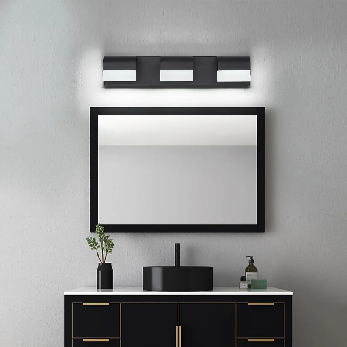 LED vanity bar, 3 lights, black, view 4
