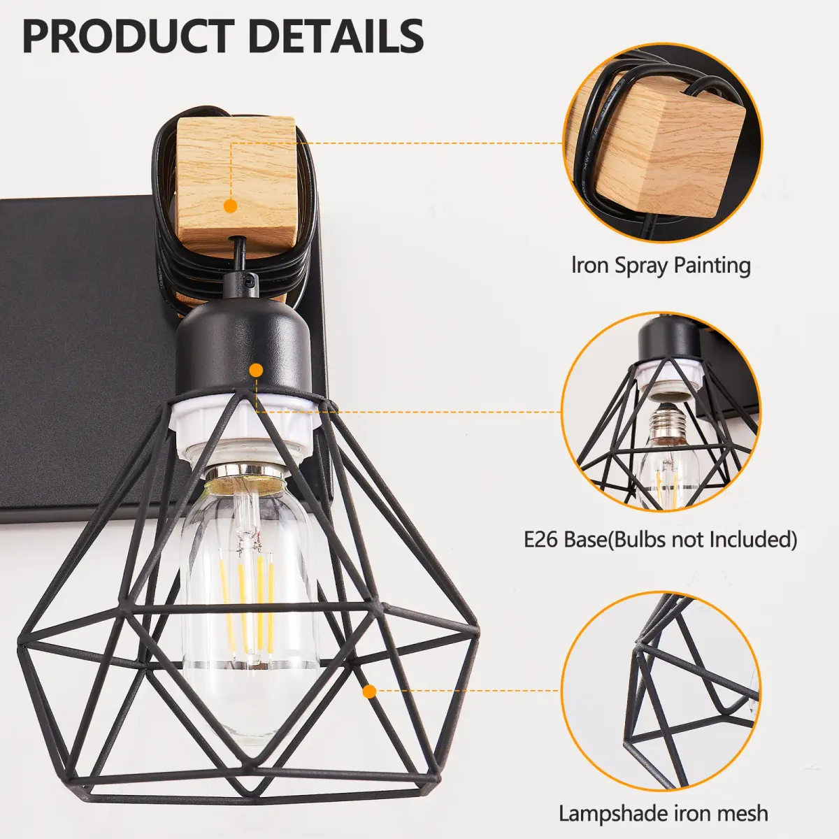 Cage vanity bar, 6 lights, black, manufacturer image 4