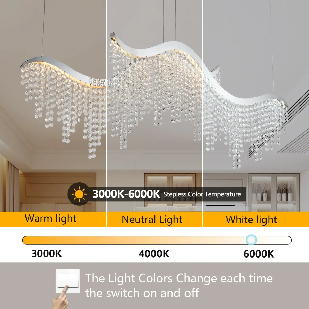 Crystal chandelier, 36.2 in, chrome, manufacturer image 2