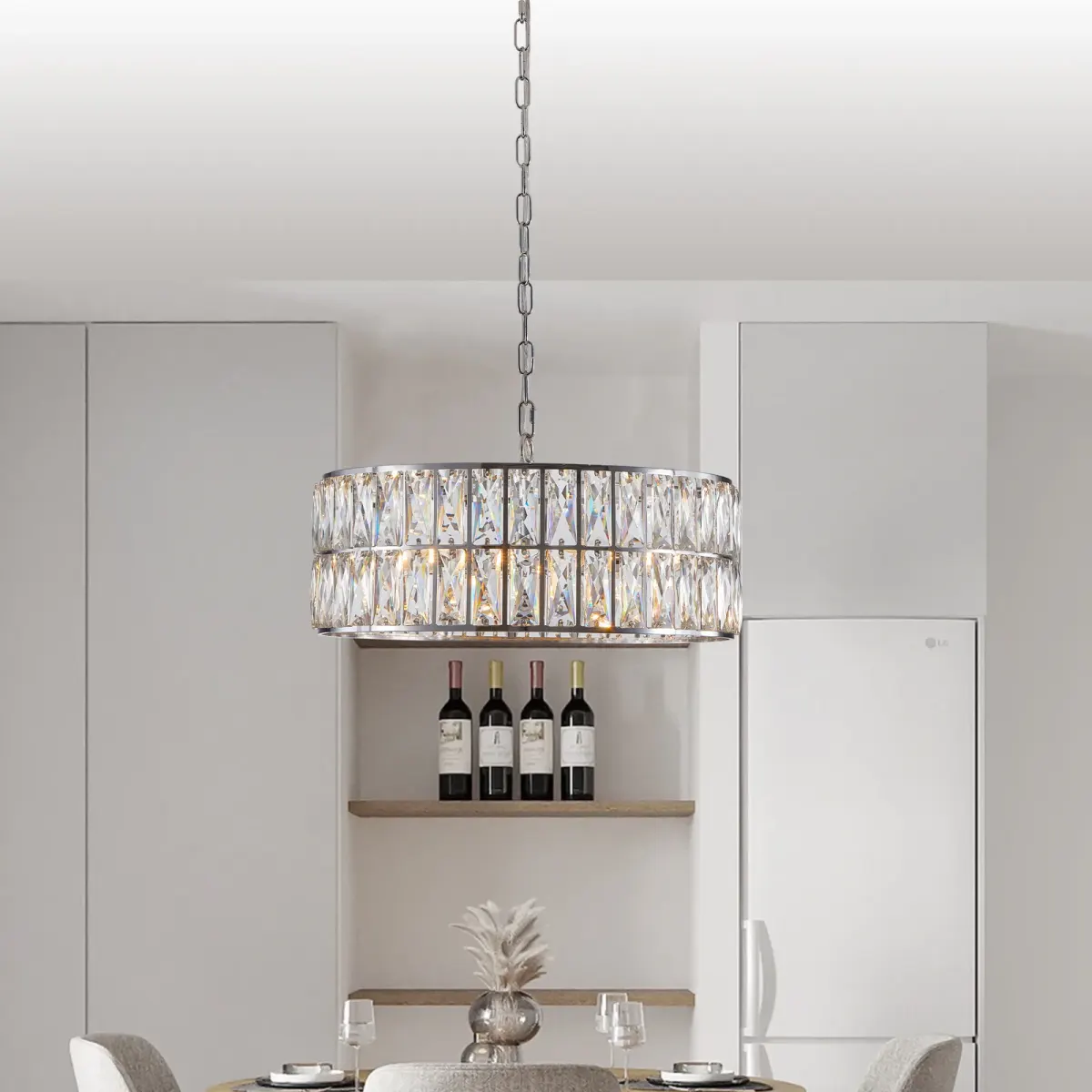 Crystal chandelier, 17.7 in, chrome, view 3