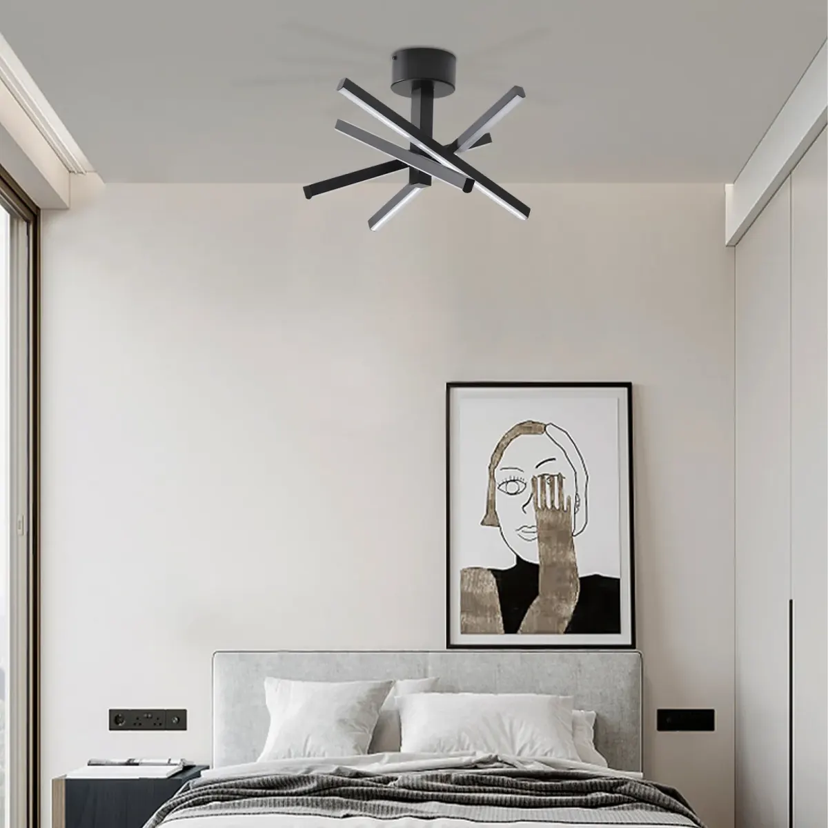 Geometric ceiling light, 12 in, black, view 2