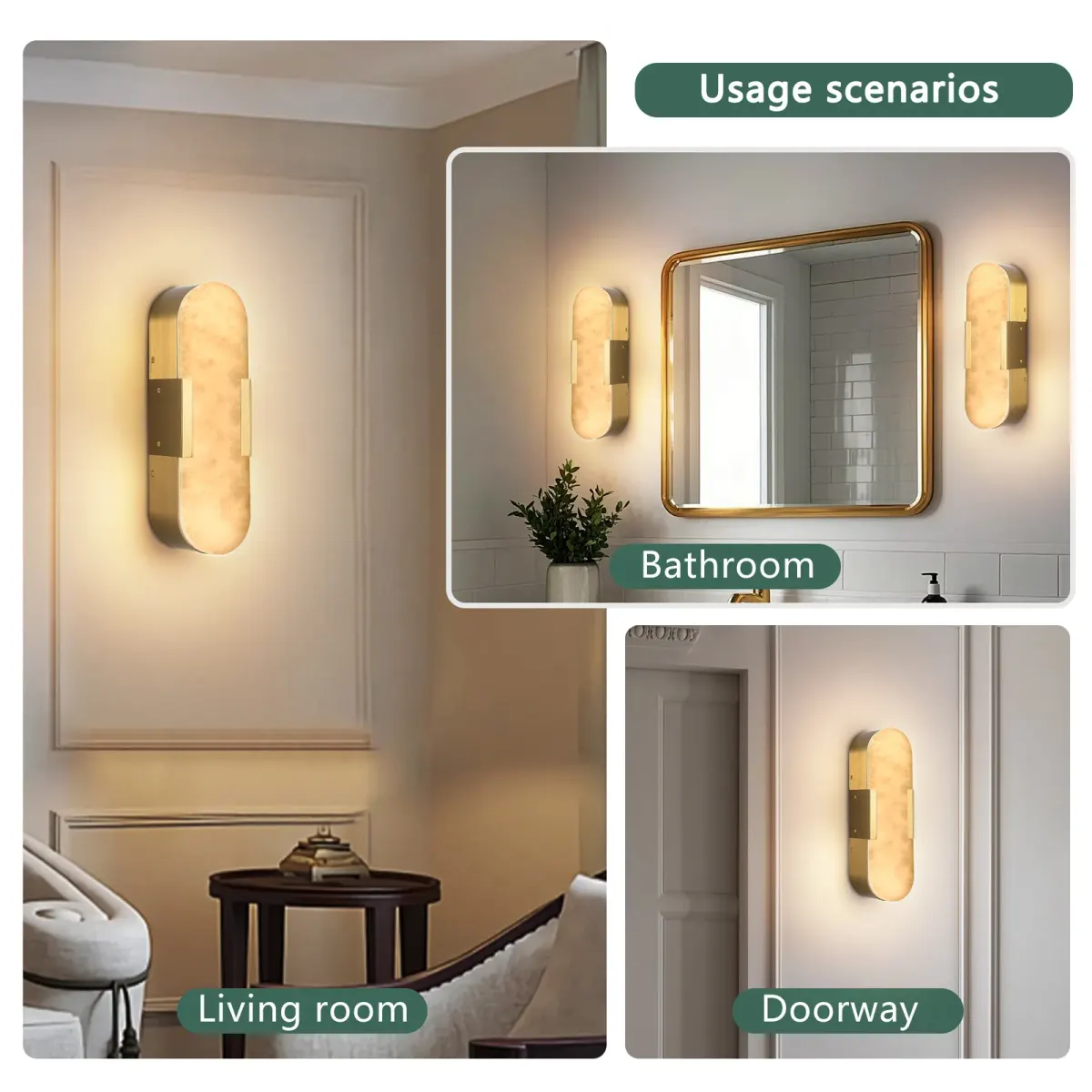 Marble wall sconce, 3.9 in, 3.9 in, gold, manufacturer image 1