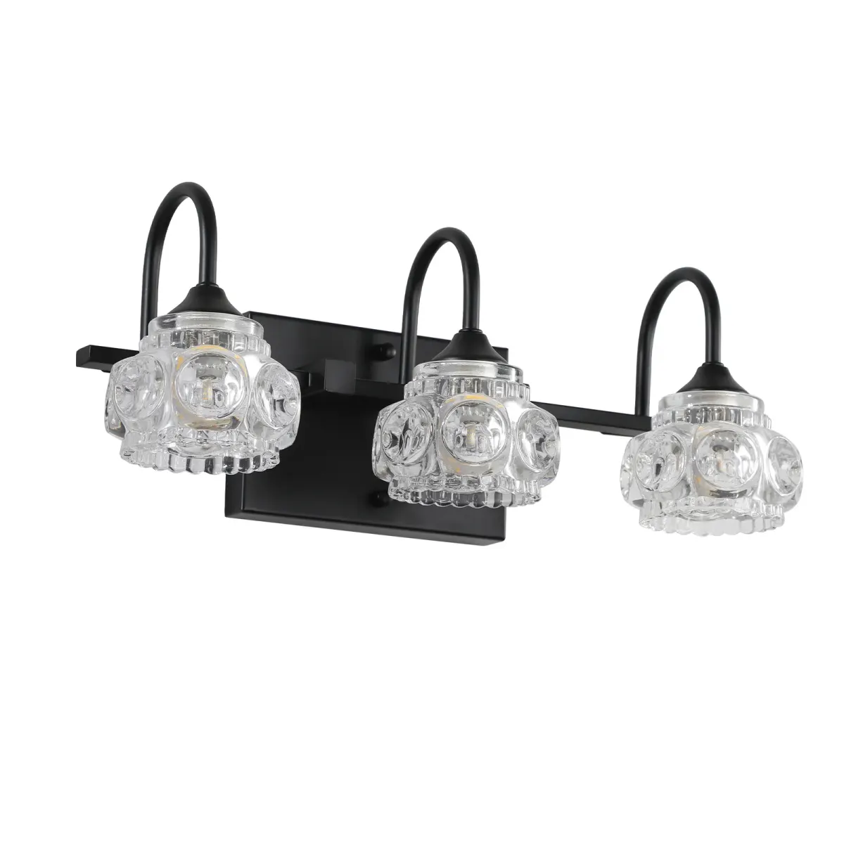 Crystal glass vanity bar, 3 lights, black, view 6