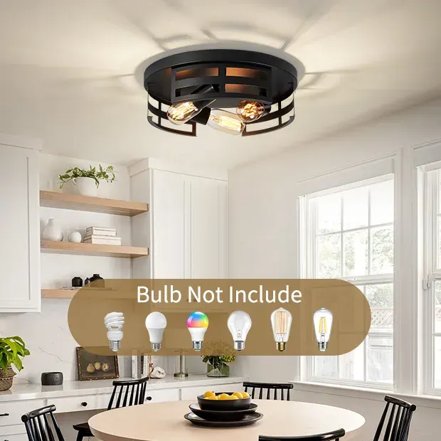 2-light flush mount, 13 in, black, view 6