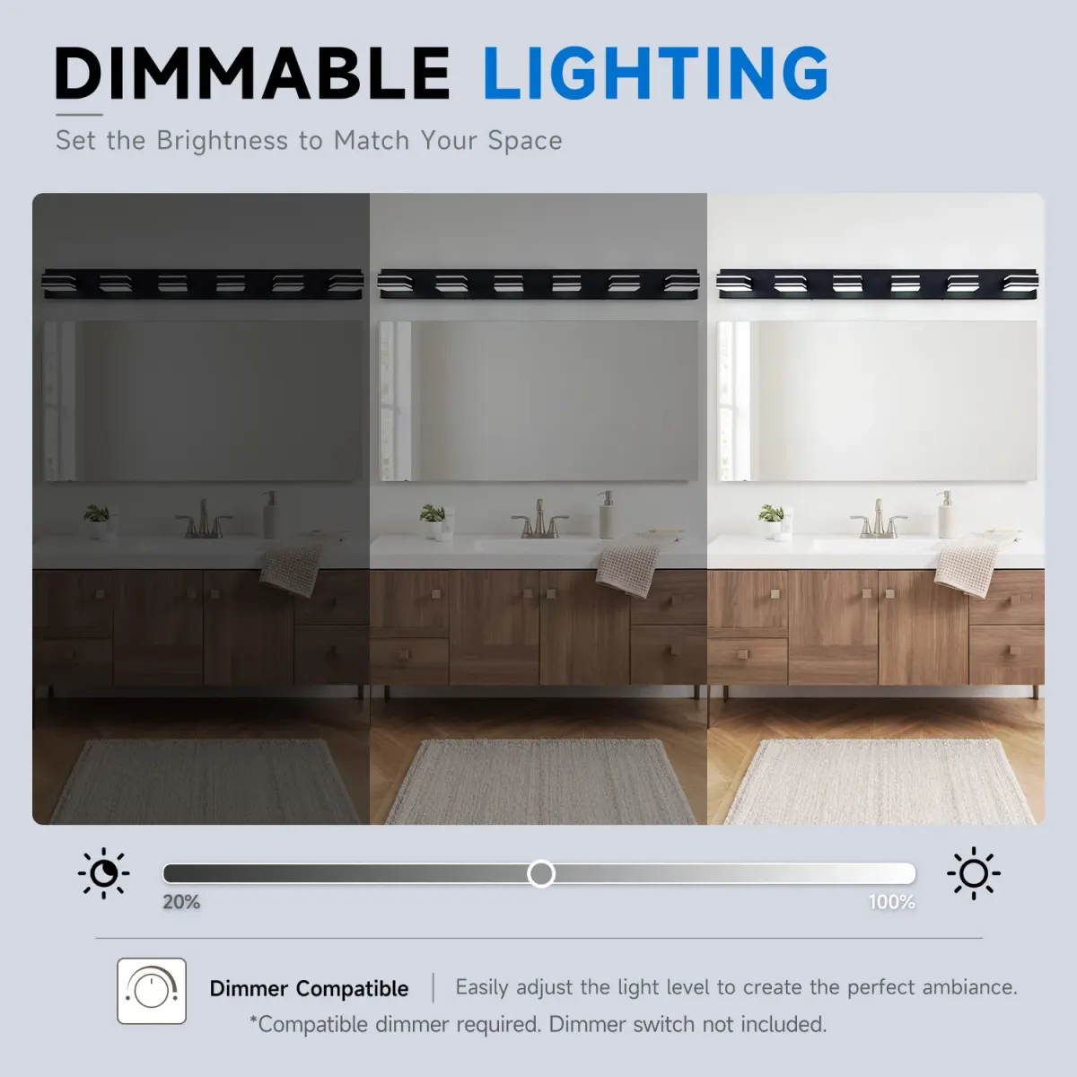 Acrylic vanity bar, 3–6 lights, 23.6–47.2 in, 6 lights, black, manufacturer image 4