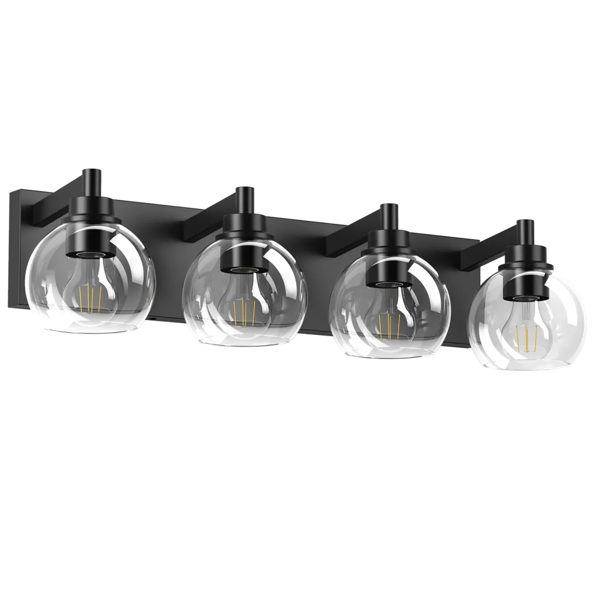 Clear glass vanity bar, 3–6 lights, 19.3–40.6 in, 4 lights, black, view 5