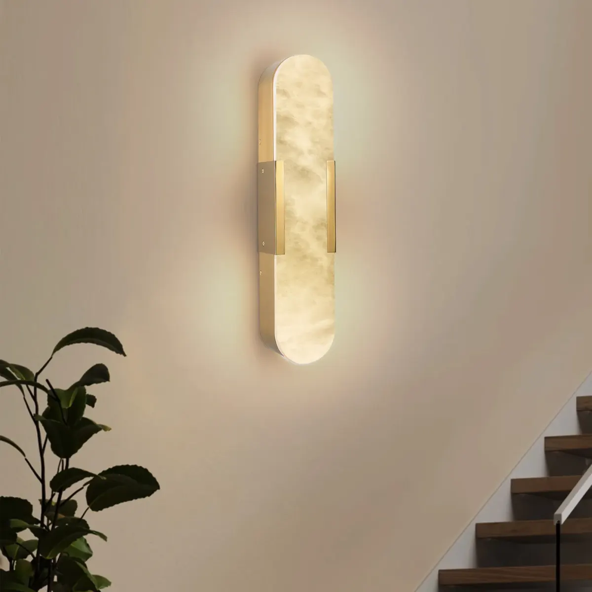Marble wall sconce, 3.9 in, 3.9 in, gold
