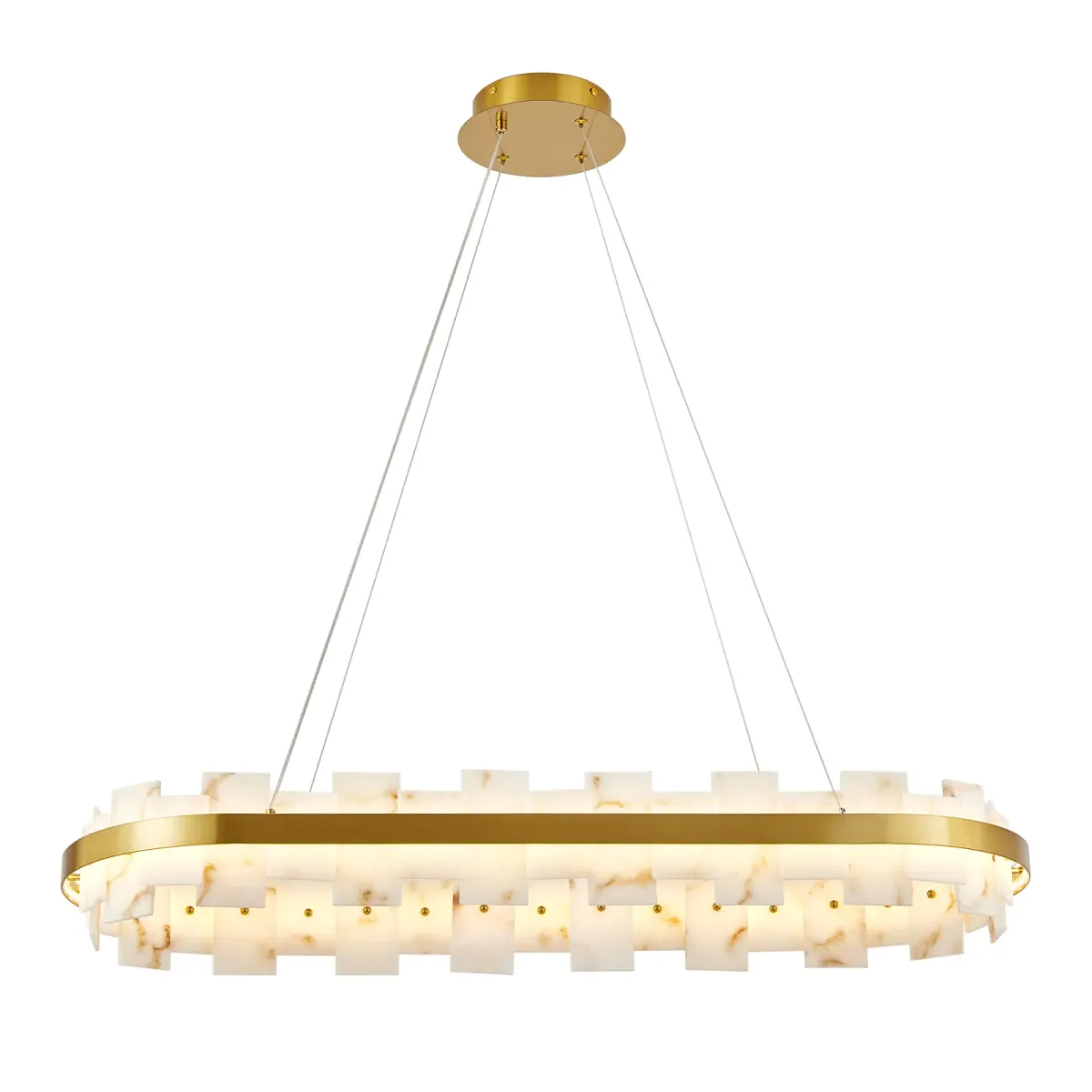 Rectangle chandelier, 37.4 in, gold, view 4