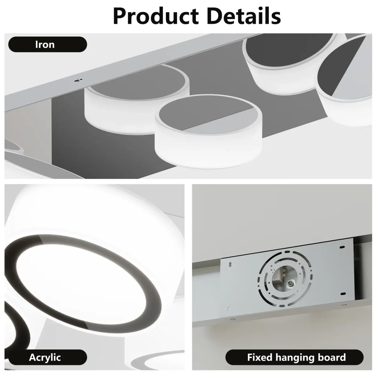 Acrylic shade vanity bar, 3 lights, chrome, view 7