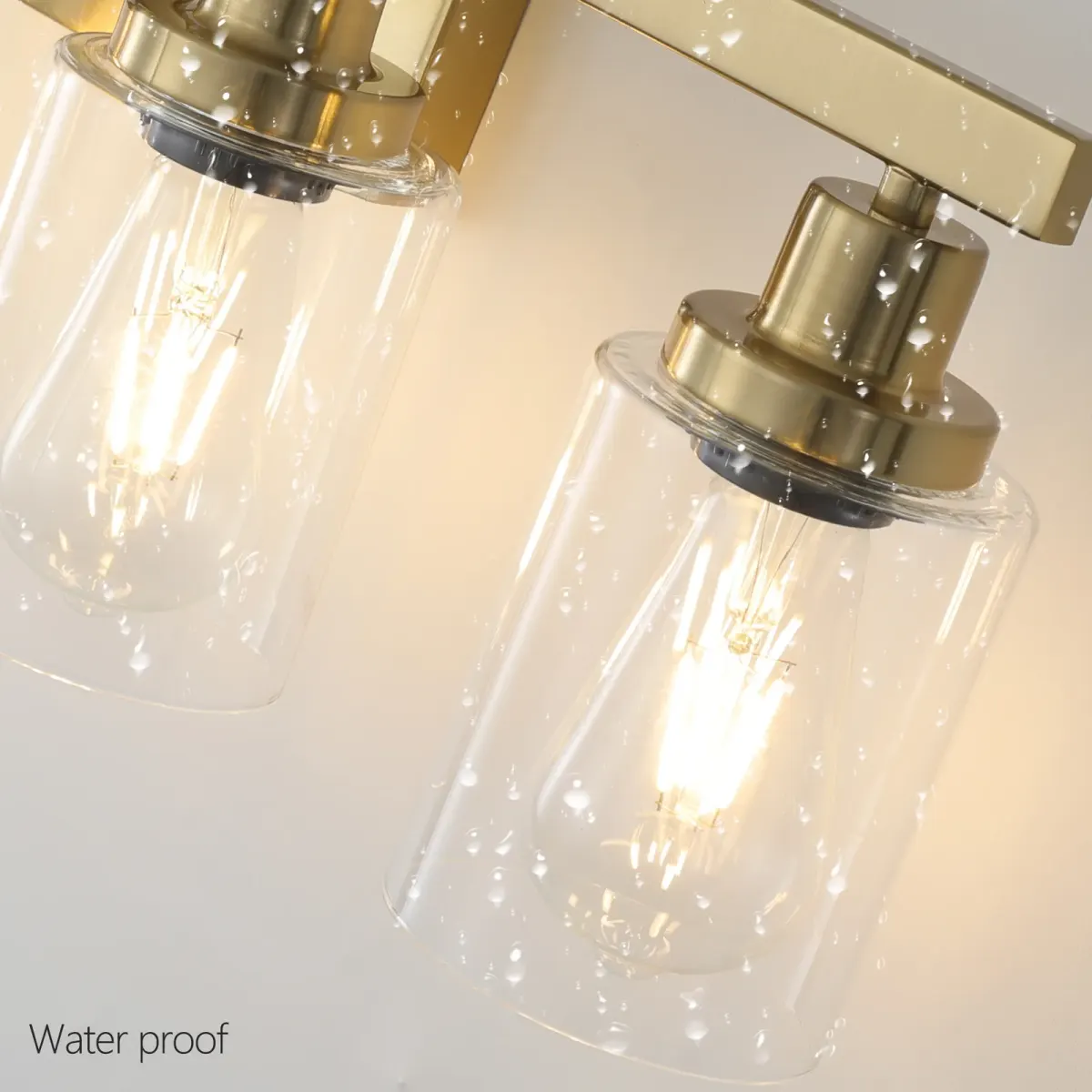 Clear glass vanity bar, 4 lights, gold, view 5