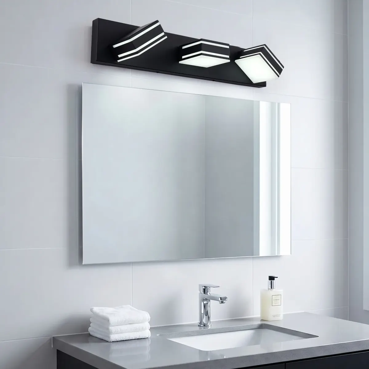 Acrylic vanity bar, 3–6 lights, 23.6–47.2 in, 3 lights, black, view 4