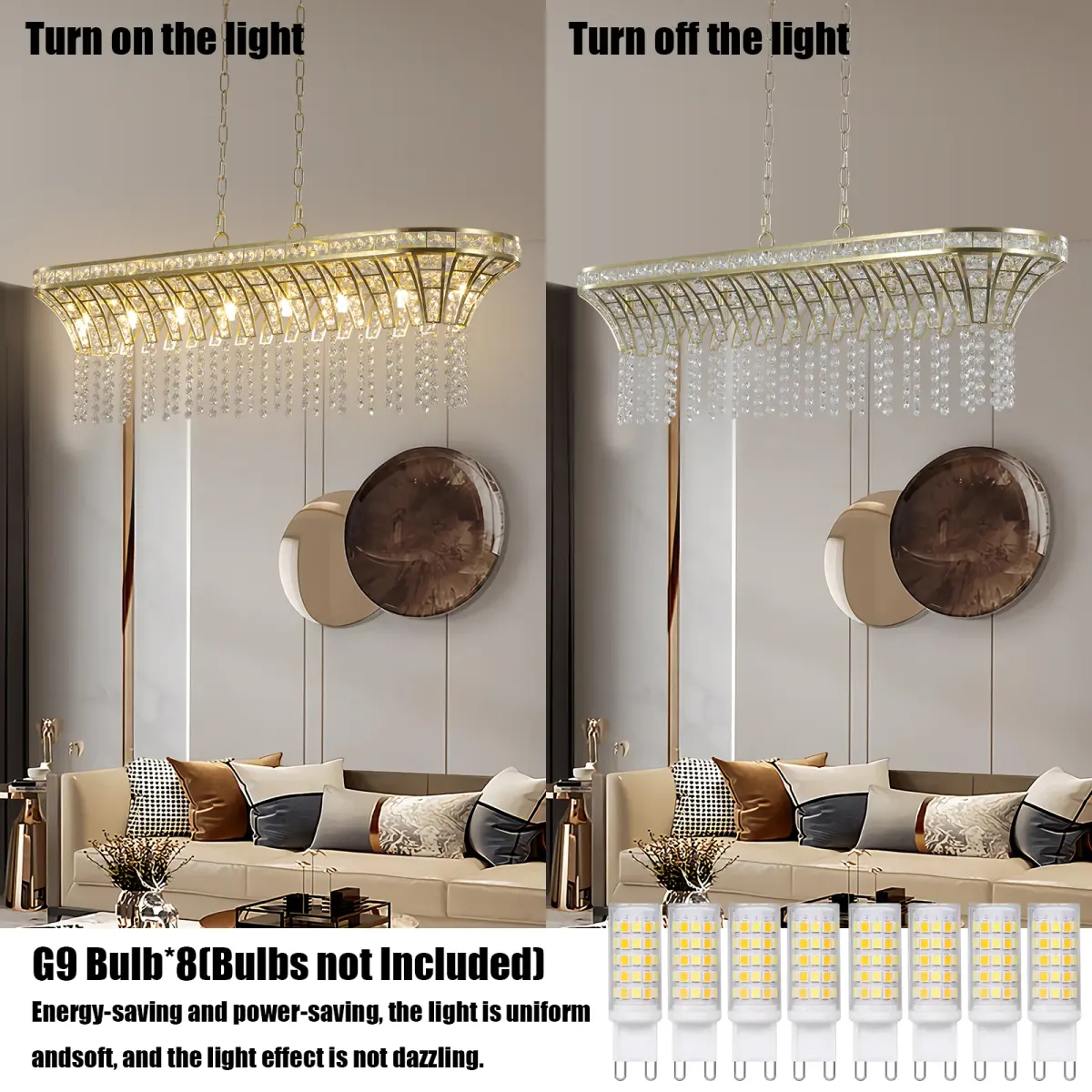 Linear crystal chandelier, gold, manufacturer image 2