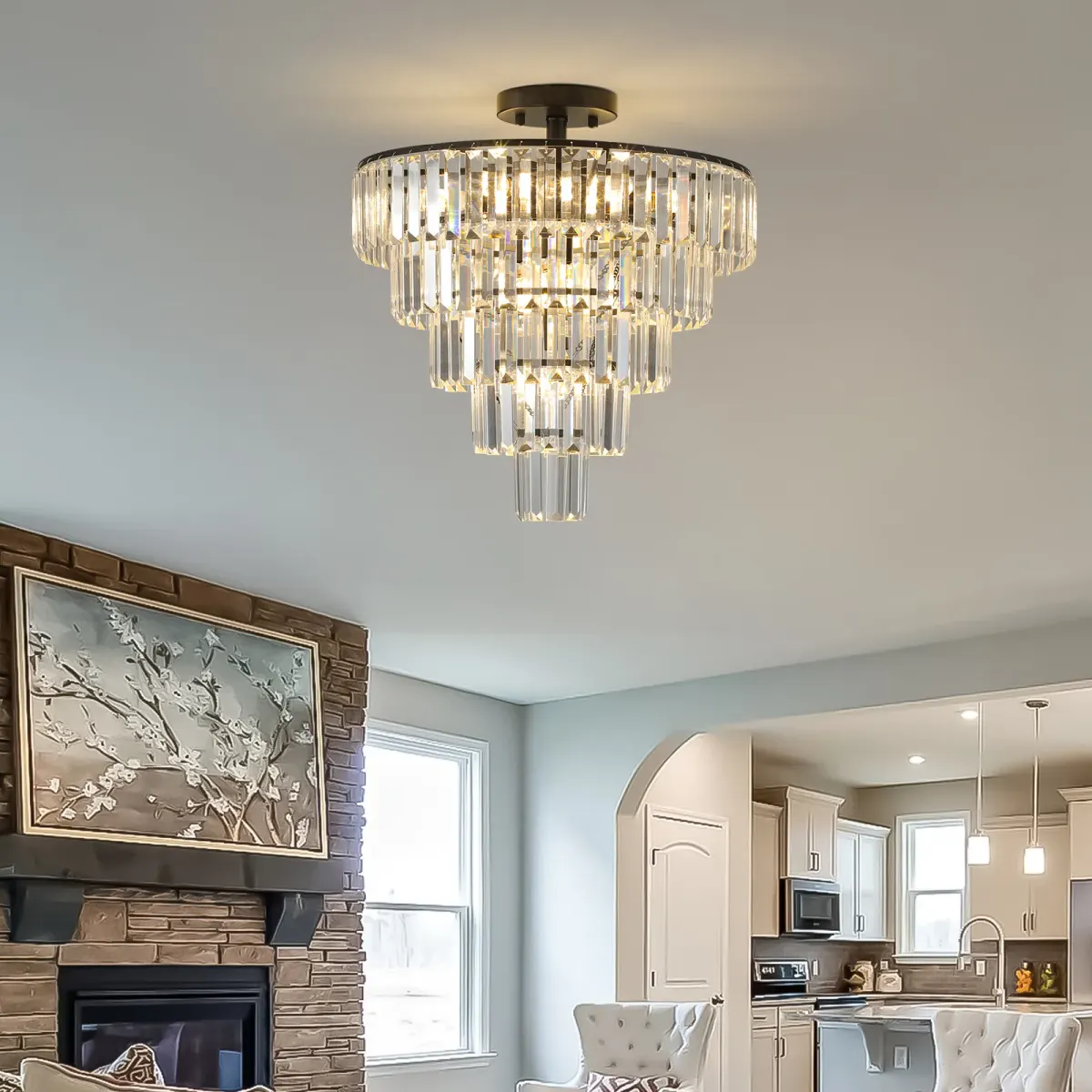 10-light crystal chandelier, black, manufacturer image 1