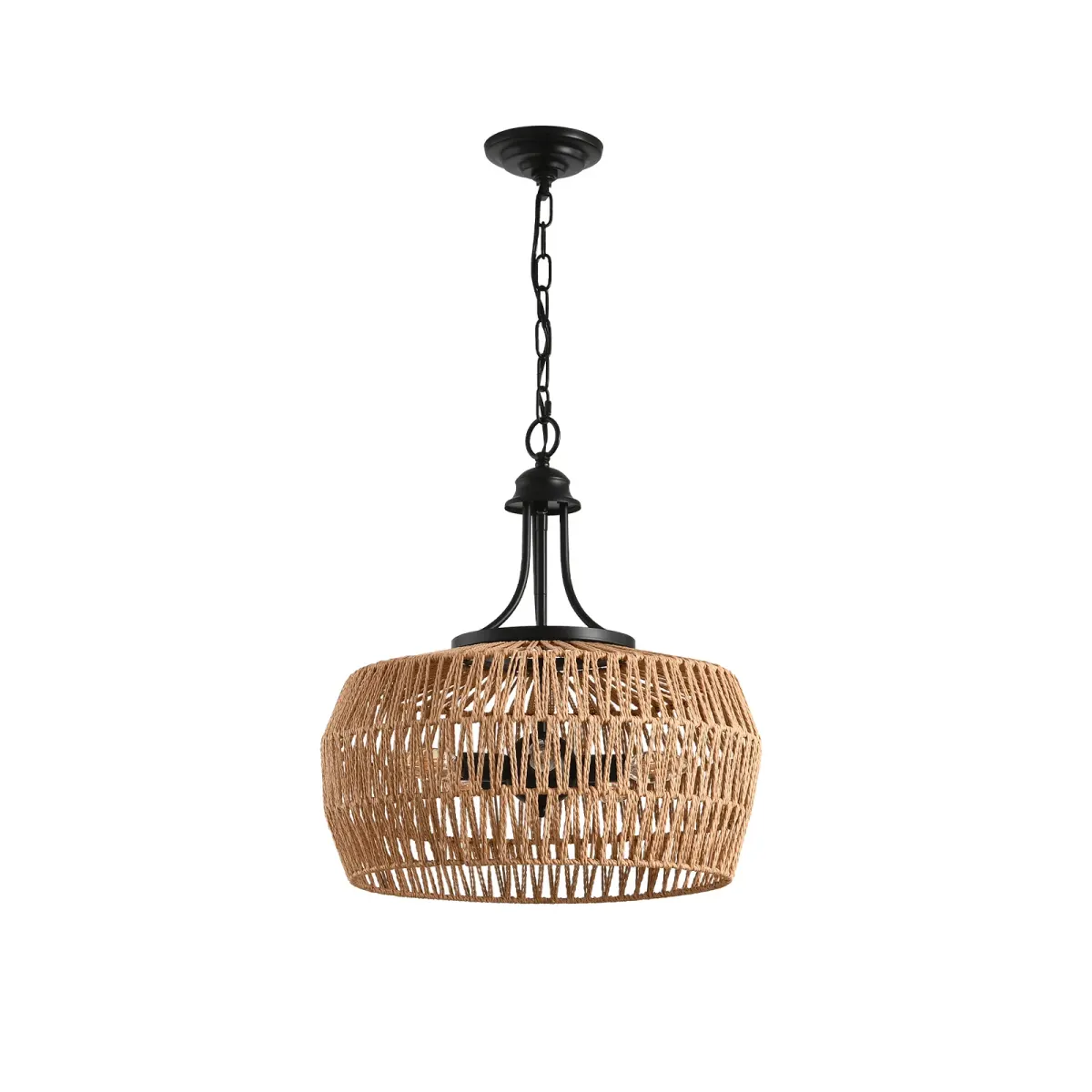 Rope pendant, 18.9 in, black,wood, black,wood