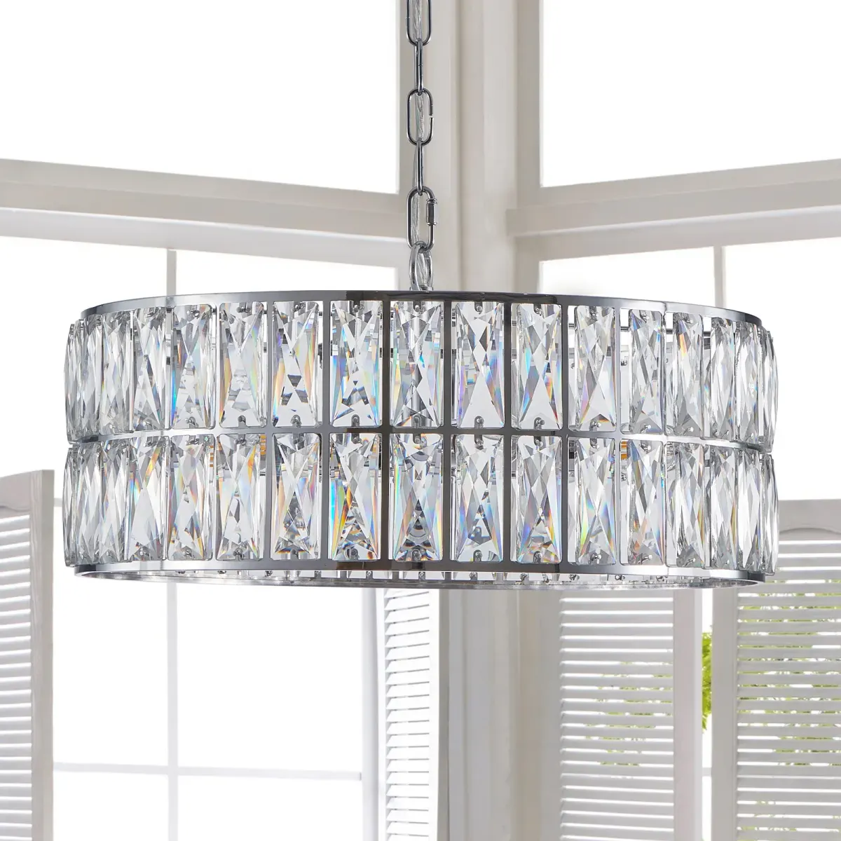 Crystal chandelier, 17.7 in, chrome, view 4