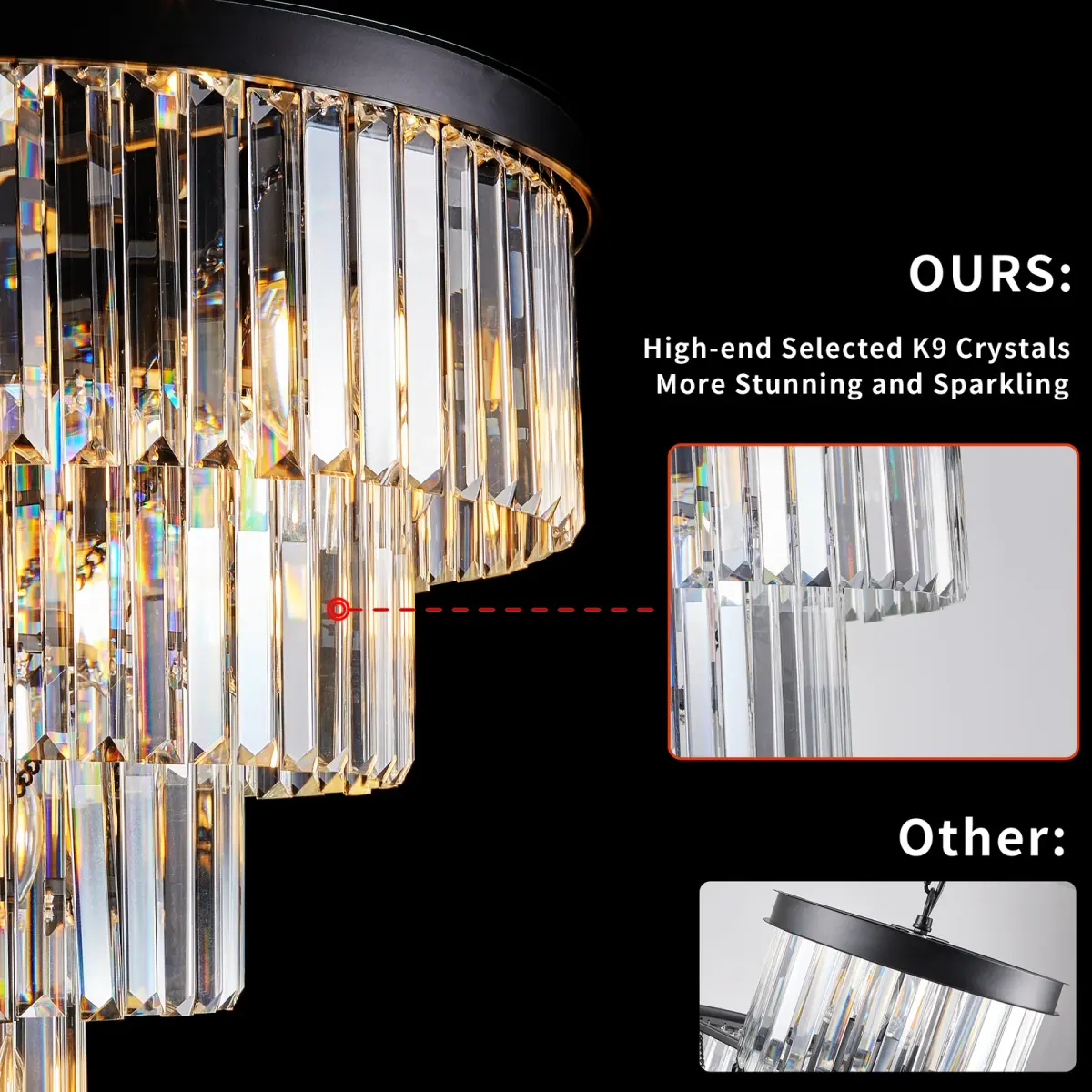 15-light crystal chandelier, black, manufacturer image 2
