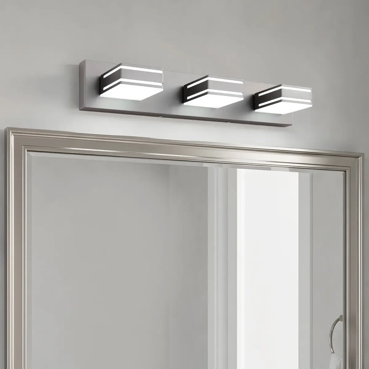 Acrylic vanity bar, 3–6 lights, 23.6–47.2 in, 3 lights, brushed nickel