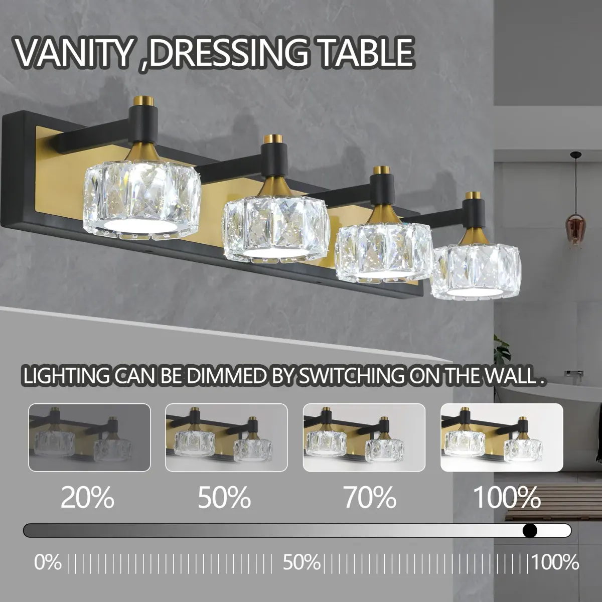 4-light crystal vanity light, yellow brown, manufacturer image 2