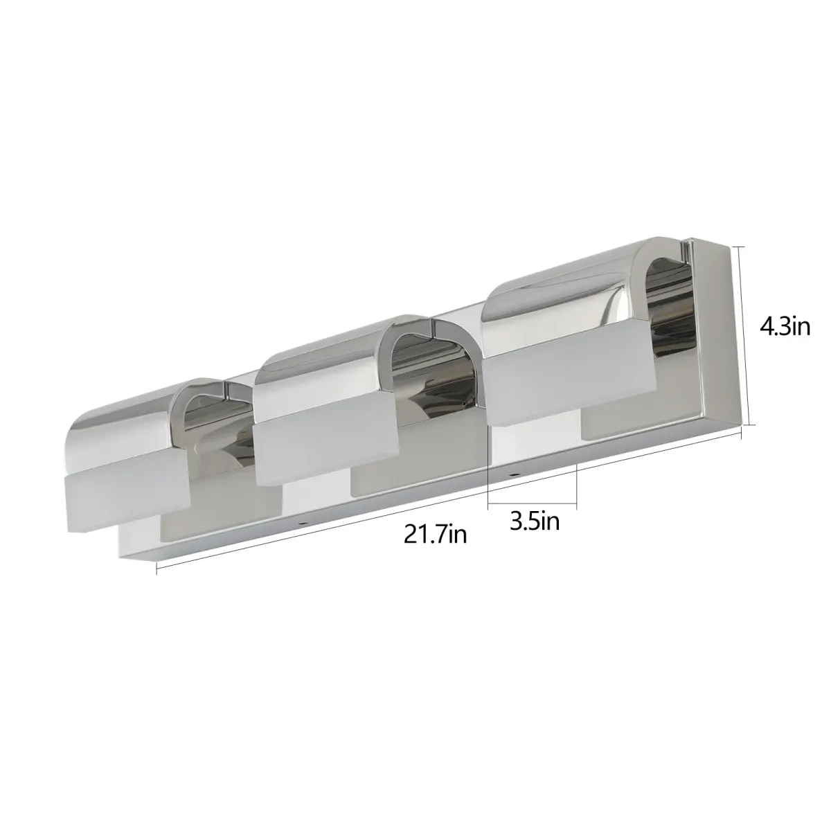 LED vanity bar, 3 lights, chrome, view 3