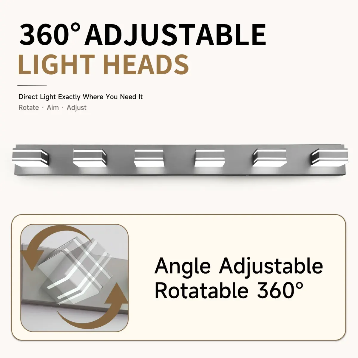 Acrylic vanity bar, 3–6 lights, 23.6–47.2 in, 6 lights, brushed nickel, manufacturer image 3