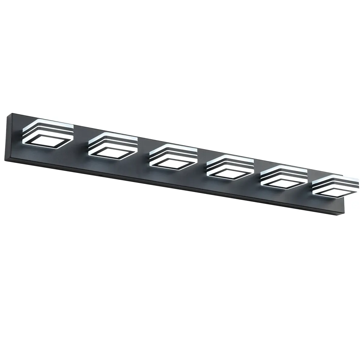 Square acrylic vanity bar, 6 lights, black, view 10