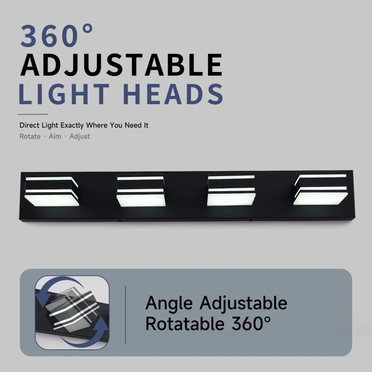 Acrylic vanity bar, 3–6 lights, 23.6–47.2 in, 4 lights, black, manufacturer image 2