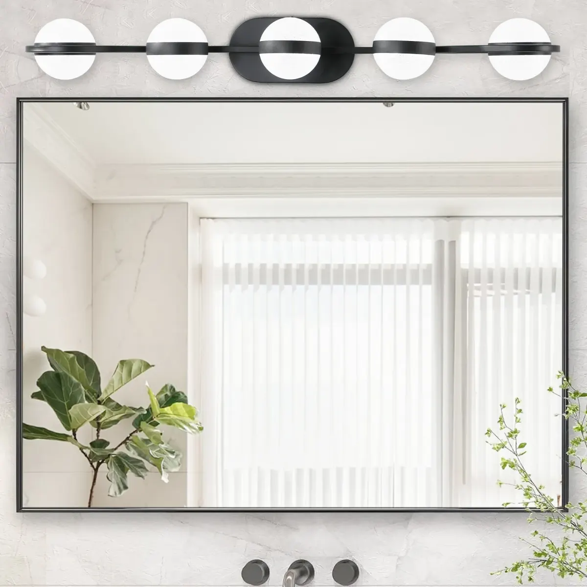 Acrylic crystal vanity bar, 35.4 in, black