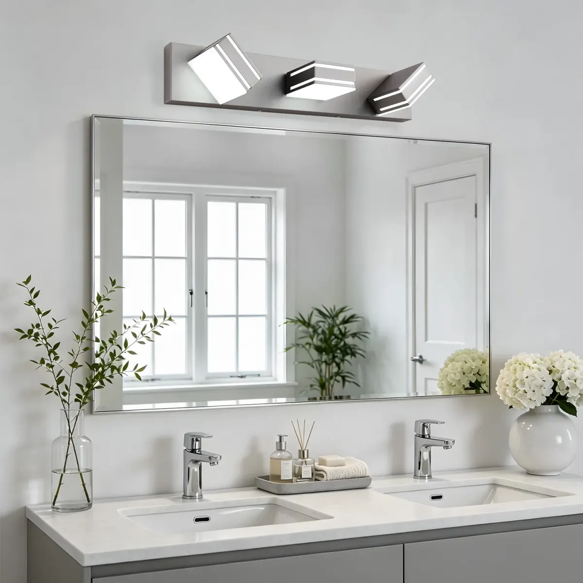 Acrylic vanity bar, 3–6 lights, 23.6–47.2 in, 3 lights, brushed nickel, view 5