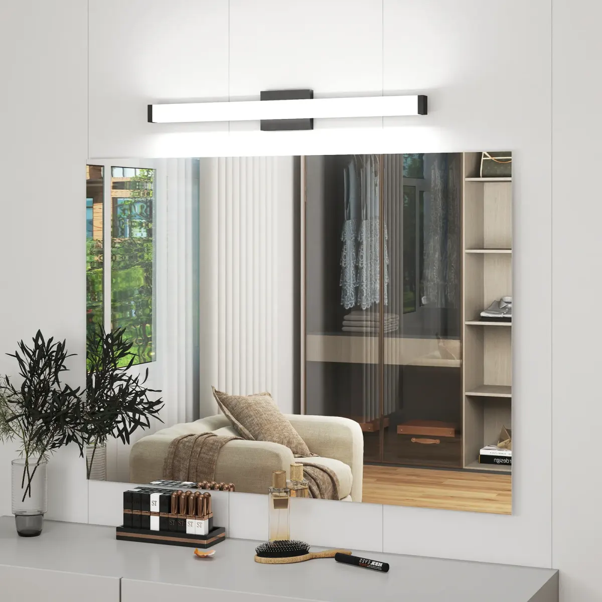Tube LED vanity light, 32.7 in, black, view 5