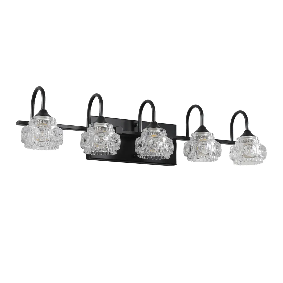 Crystal glass vanity bar, 5 lights, black, view 7